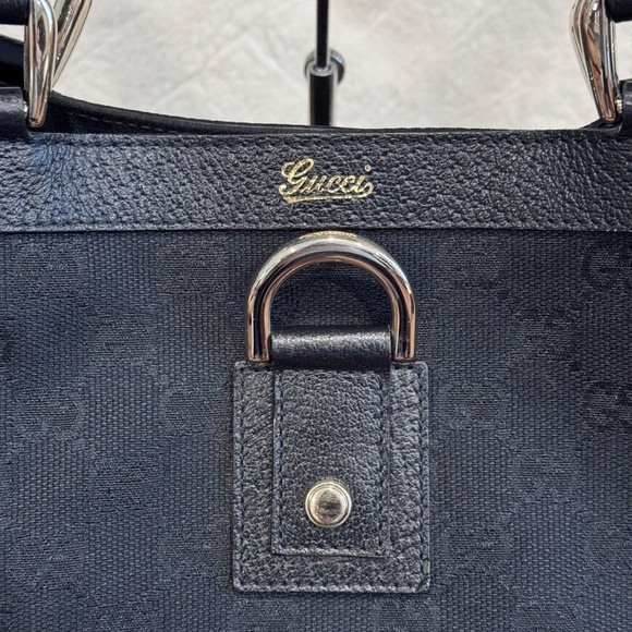 Authentic Gucci Large Abbey Tote in Black Signature Monogram Shoulder Bag Purse - Picture 7 of 15